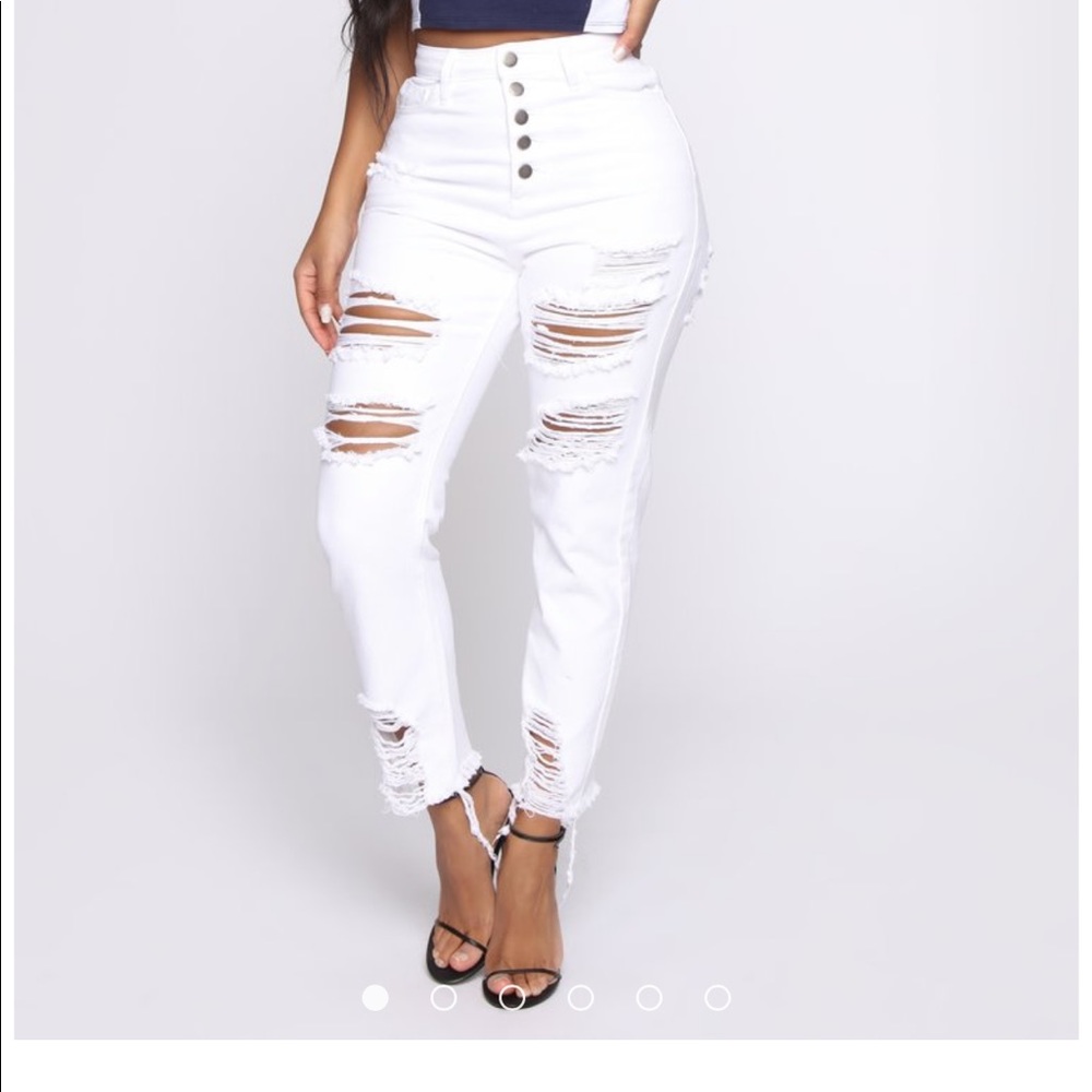 White Ripped Fashion Nova Jeans